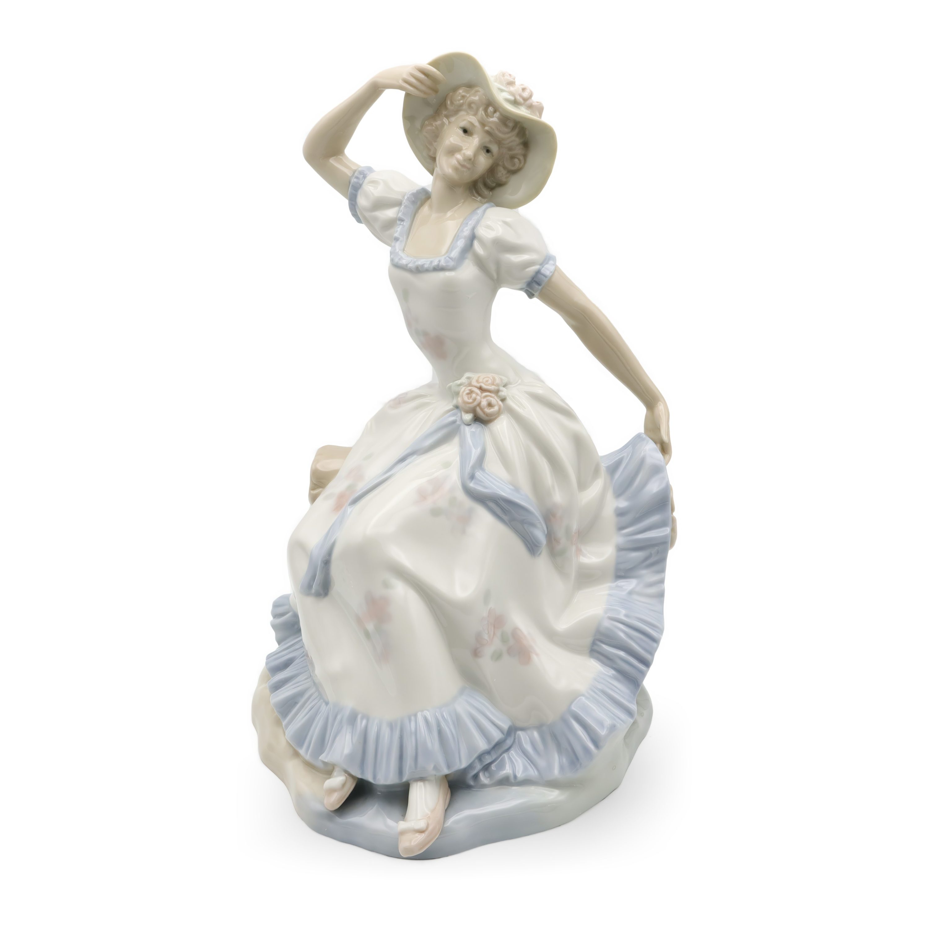 Lladro ZAPHIR Figurine, Springtime Serenade Lady In Blue, Elegant Woman Porcelain Hand Painted